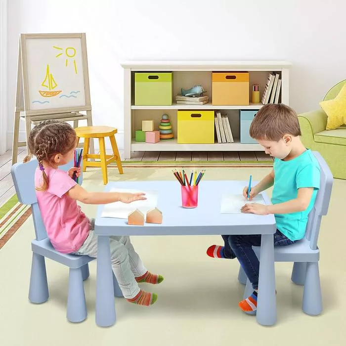 Multifunctional Kids Table and Chair Set, Suitable Height Kids Furniture With Smooth Surface