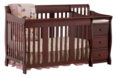 4-in-1 Convertible Baby Crib & Changer, Crib Changer With Drawers, Adjustable Mattress Height & Toddler Bed Conversion