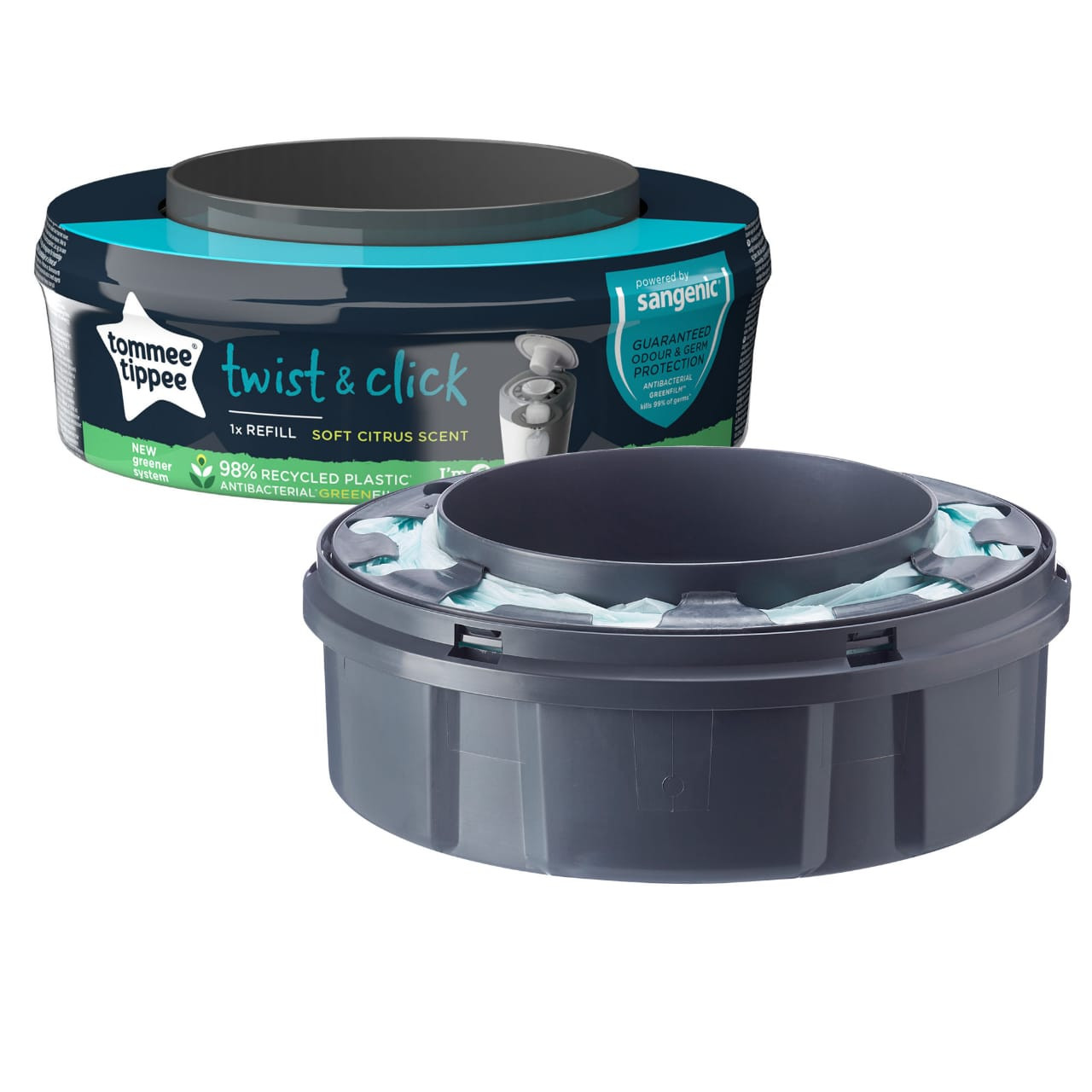 Tommee Tippee Twist & Click  Sangenic Diaper Bin Refill Cassette, single, 1 pack