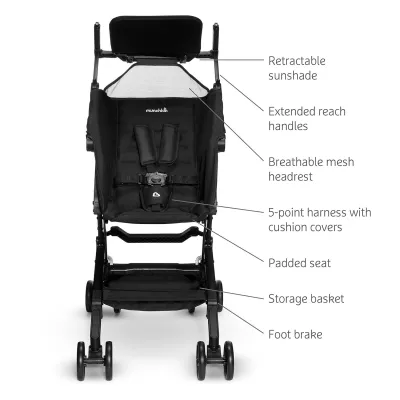 Munchkin Sparrow Travel Stroller, Ultra Compact, Lightweight & Foldable Baby Stroller for Toddlers, Airplane Cabin Friendly