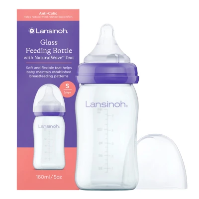 Lansinoh NaturalWave Feeding Bottle | Silicone Nipple for Natural Feeding