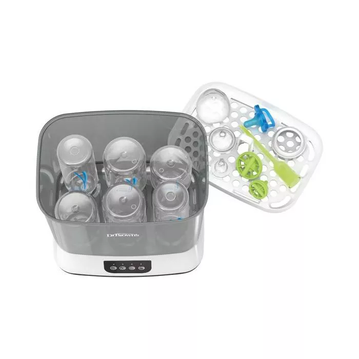 Dr. Brown Baby Bottle Sterilizer and Dryer with HEPA Filters – 3-in-1 Steam Sterilize, Dry, Auto Shut-Off & 24-Hour Storage