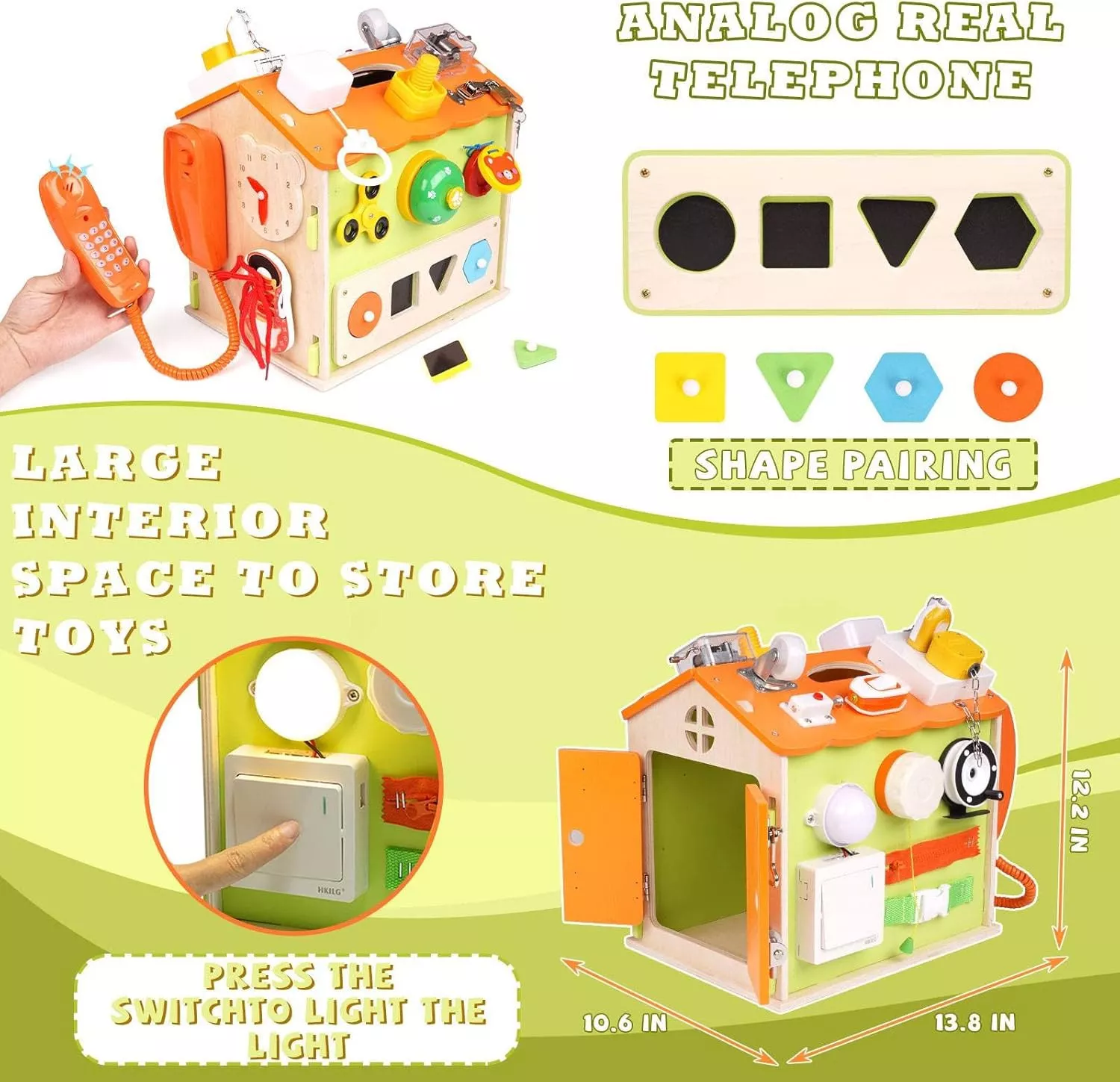 Wooden House Busy Board for Toddlers Montessori Toys