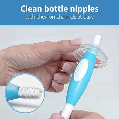 Dr. Brown’s Soft Touch Bottle Brush – No-Slip Grip, Suction Cup Base, BPA-Free, & Dishwasher Safe