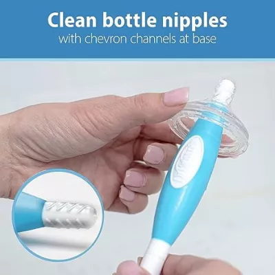 Dr. Brown’s Soft Touch Bottle Brush – No-Slip Grip, Suction Cup Base, BPA-Free, & Dishwasher Safe