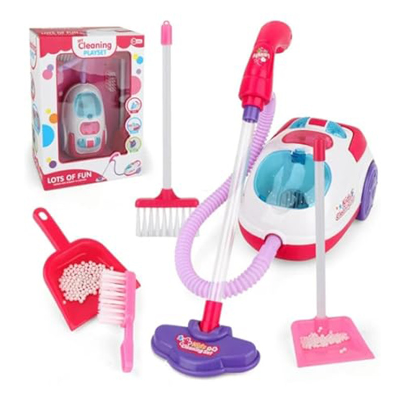 Toddler Vacuum Cleaner Toy Set, Kids Housekeeping Cleaning Toys for Boys & Girls with Pretend Play Cordless Vacuum, Broom, Brush & Dustpan