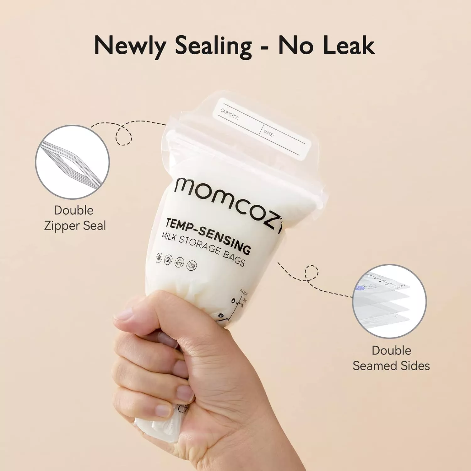 Momcozy Temperature Sensing Milk Storage Bags - Pack of 50