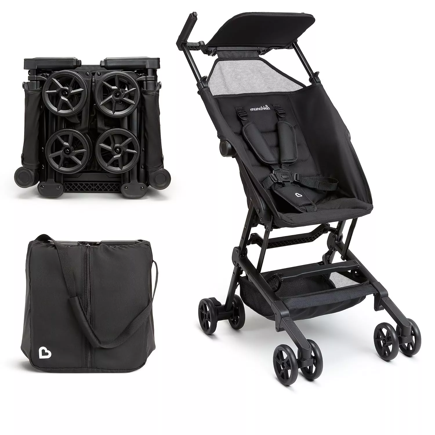 Munchkin Sparrow Travel Stroller, Ultra Compact, Lightweight & Foldable Baby Stroller for Toddlers, Airplane Cabin Friendly