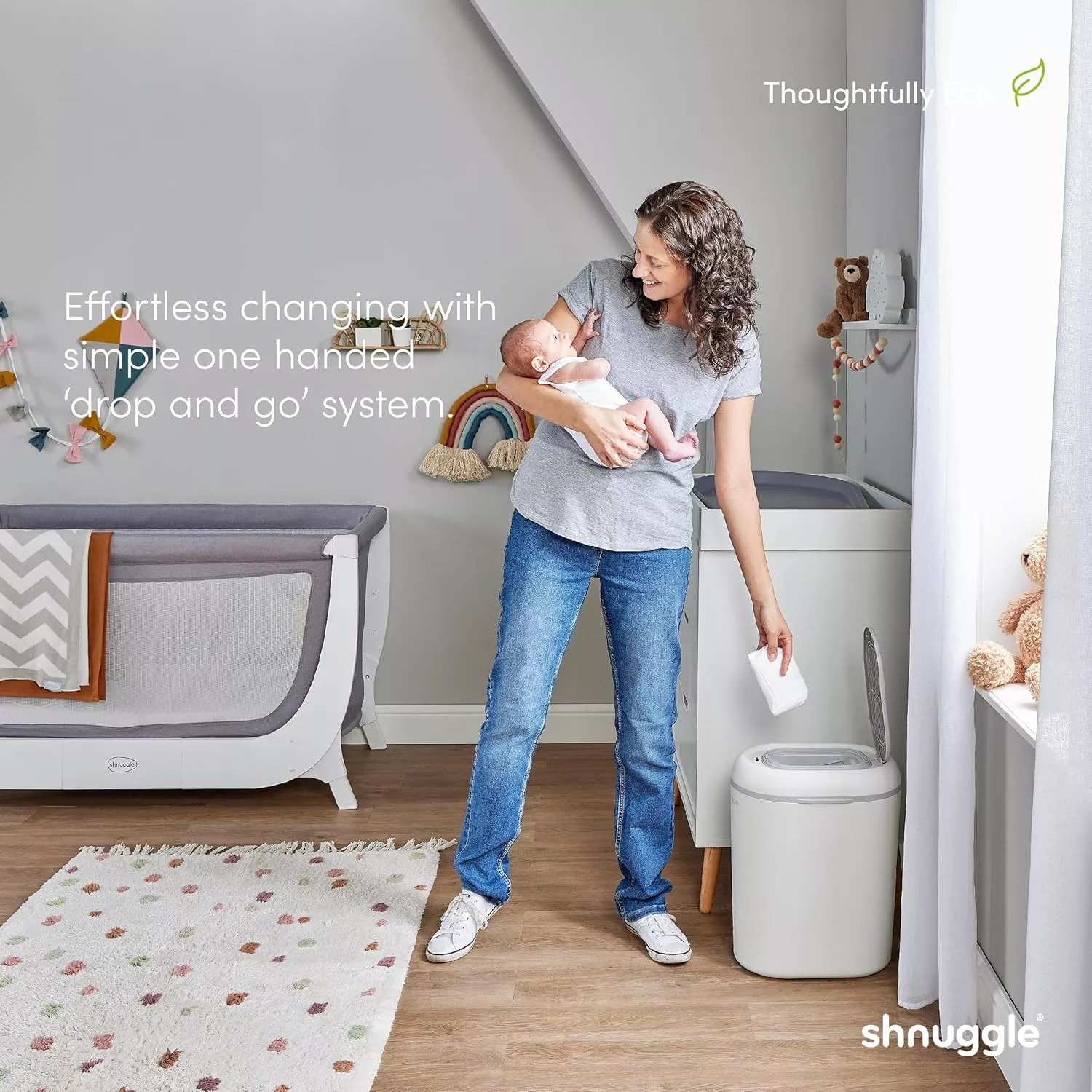 Shnuggle Eco-Touch Nappy Bin, White