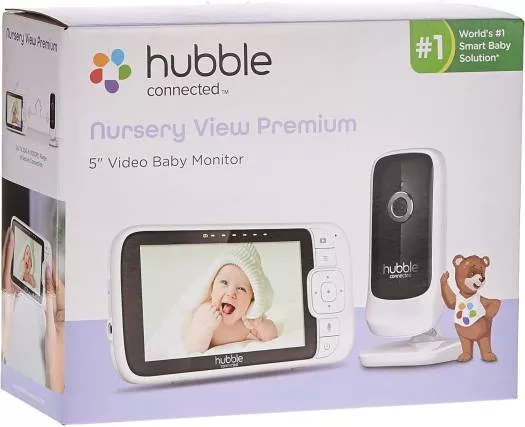 Hubble Nursery View Premium Baby Monitor – 5” Screen, Remote Camera, 2-Way Audio, Night Vision, Lullabies & 1000ft Range