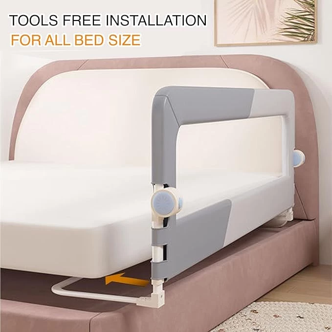 Foldable Toddler Bed Rail Guard with Adjustable Height | Baby Safety Bed Fence for Twin, Full, Queen & King Beds