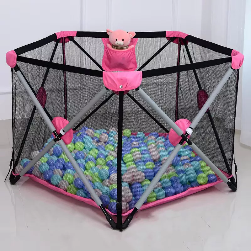 Portable and Foldable Baby Playpen, Kids Safety Fence with Carry Bag, Large Indoor & Outdoor Toddler Play Yard, Mesh Panels, Storage Bag