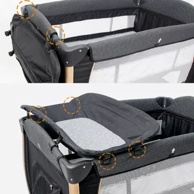 Cool Baby 3-in-1 Foldable Baby Playpen with Changing Table & Organizer – Cot for Newborns to Toddlers
