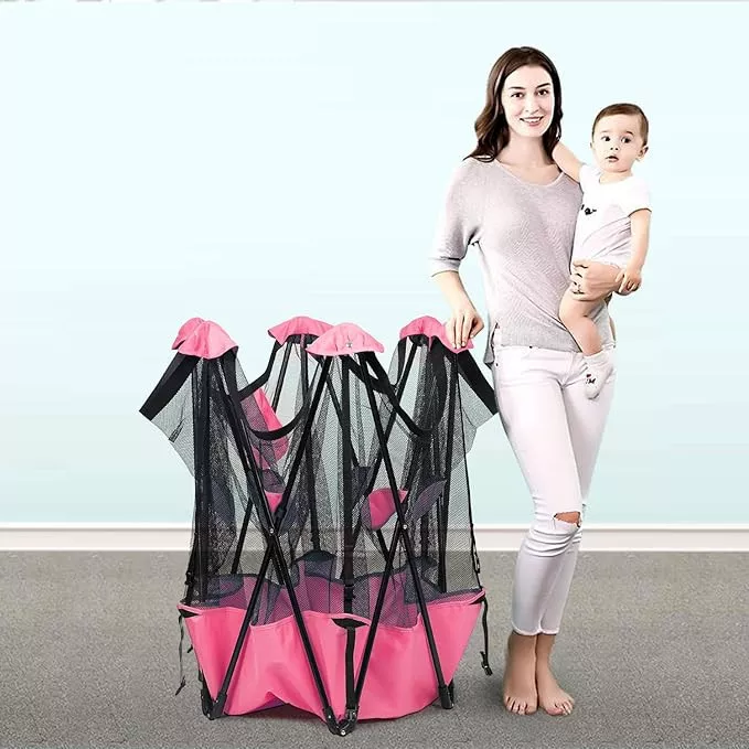 Portable and Foldable Baby Playpen, Kids Safety Fence with Carry Bag, Large Indoor & Outdoor Toddler Play Yard, Mesh Panels, Storage Bag