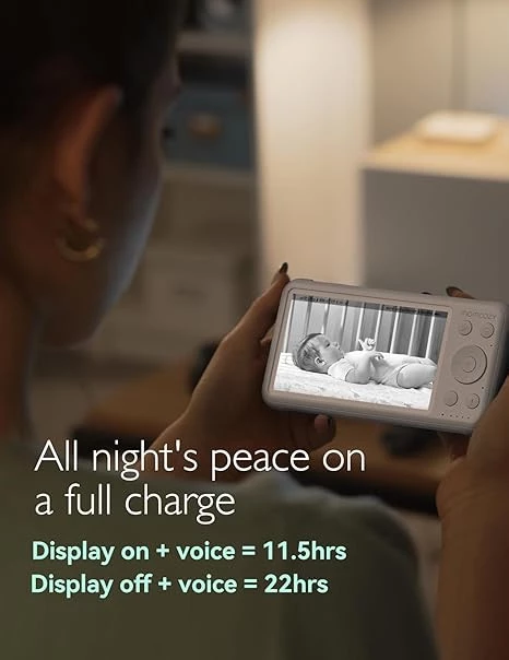 Momcozy 1080P Video Baby Monitor with Camera – 5” HD Display, Infrared Night Vision, 5000mAh Battery, 2-Way Audio, 960ft Range, BM01