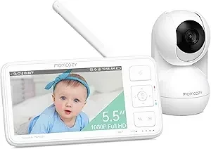 Momcozy 5.5” 1080P Full HD Video Baby Monitor No WiFi – Long-Range Baby Monitor with Camera, Infrared Night Vision, 5800mAh Battery, VOX, 2-Way Audio, BM03