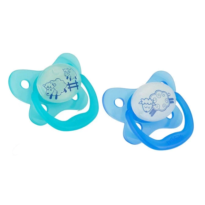 Dr Brown's Prevent Glow-In-The-Dark Butterfly Pacifier Stage 1 Blue 2 Pack 0-6m