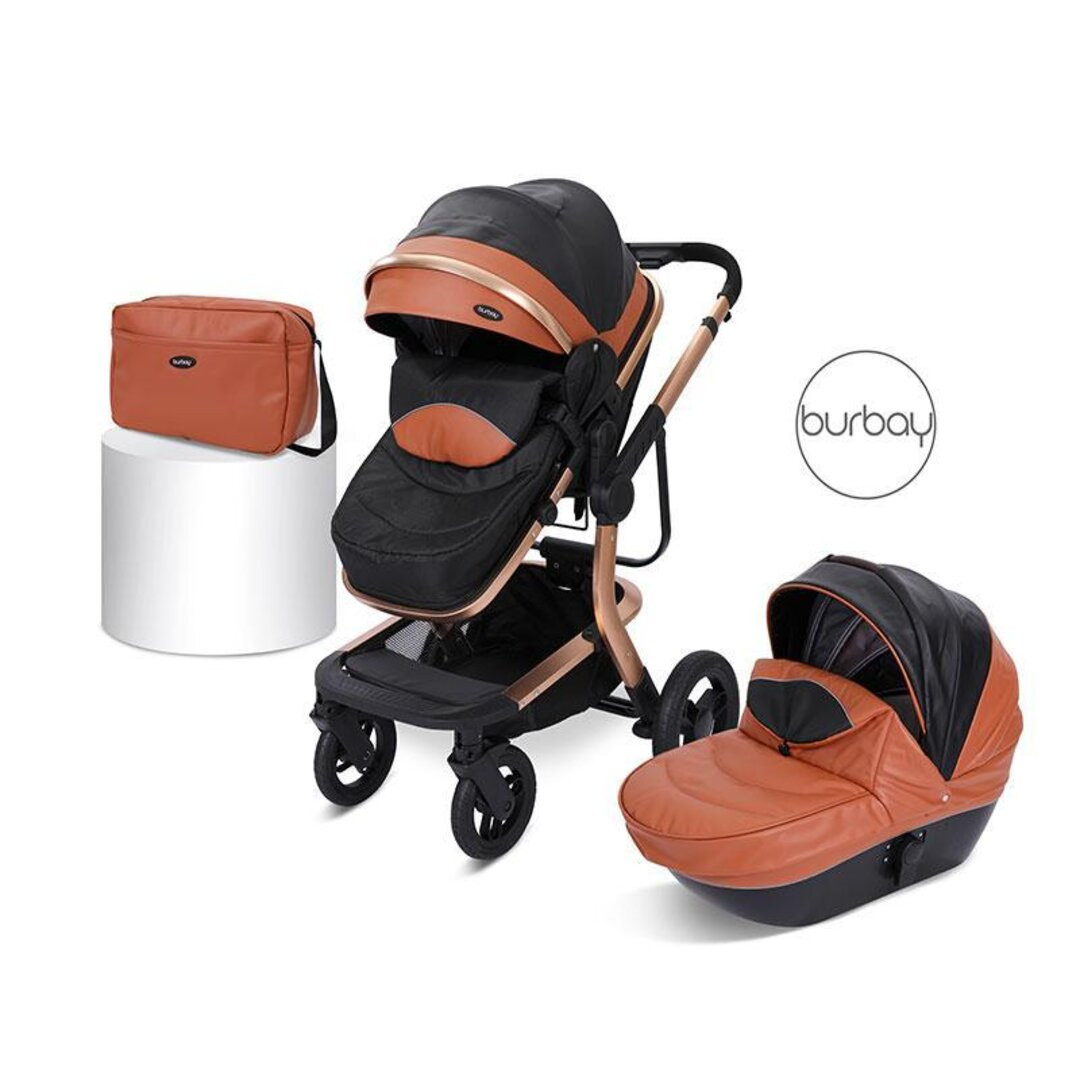 Burbay 2 in 1 Foldable Travel Stroller | Pushchair, Bassinet, Hand Bag, & Storage Basket | Suitable for Children from 0-36 Months, Max Weight is 15Kg