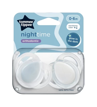 Tommee Tippee Night Time Pacifier, 2 pack soother for babies age 0-6 months