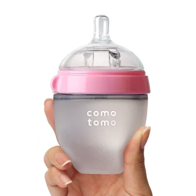 Comotomo Natural Feel Baby Feeding Bottle - Pink & White,150 ml,250 ml, 1pc & 2pc