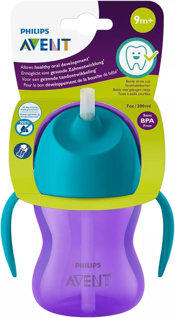 Avent Sippy Cup for Toddlers & Babies, BPA Free, Purple & Blue