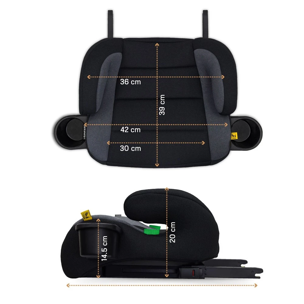 Neobreez i-SANFARO i-Size ISOFIX Backless Booster Car Seat,Double Padded Foam,Compact,Kids Car Seat,2 Cup Holder,ECER129(6-12yrs,125-150cm,22-36kg)