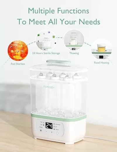 Momcozy 8-in-1 Electric Baby Bottle Sterilizer and Dryer | Steam Sterilizer for Bottles, Pump Parts & Baby Essentials