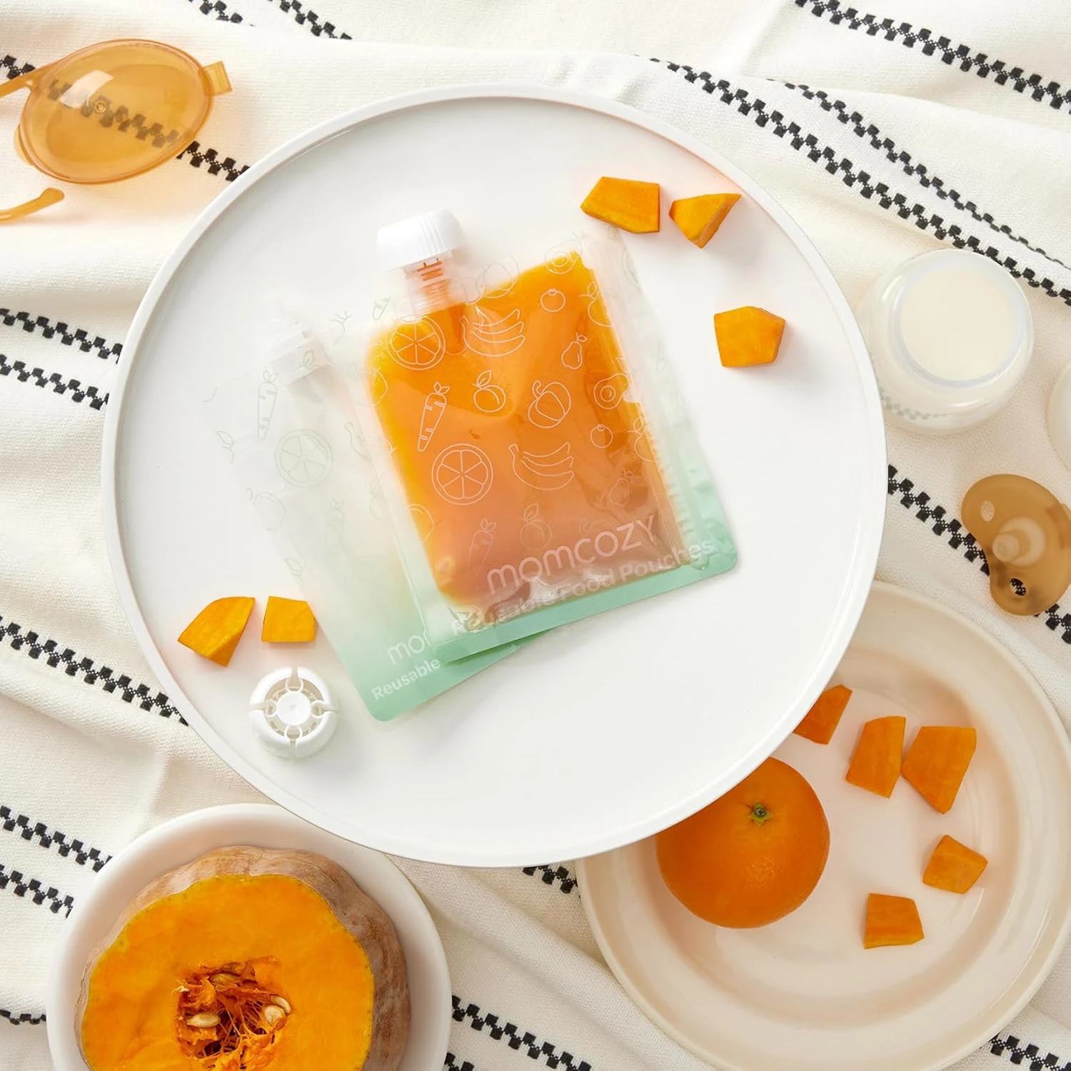 Momcozy Reusable Baby Food Pouches | 10-Pack BPA-Free, Freezer Safe, Refillable Pouches for Yogurt, Puree & Applesauce