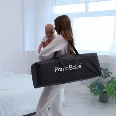 4-in-1 Convertible Baby Playpen with Bassinet, Napper, Changing Table & Travel Bag, Portable Playard with Canopy, Wheels & Storage