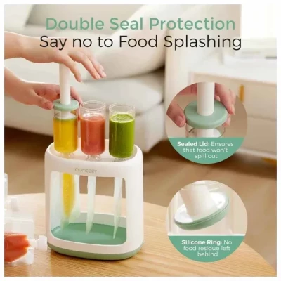 Momcozy Squeeze Station,Baby Food Maker&Pouch Filler for Homemade Baby Puree, BPA-Free, Dishwasher Safe, with Reusable Baby Food Pouches for Babies & Toddlers