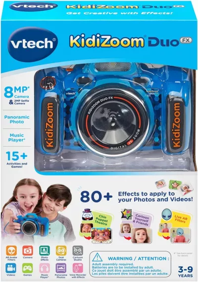 VTech KidiZoom Duo Camera FX, Dual Lens Kids Digital Camera with Photo & Video Effects, Voice Recorder, and Learning Games for Ages 3+