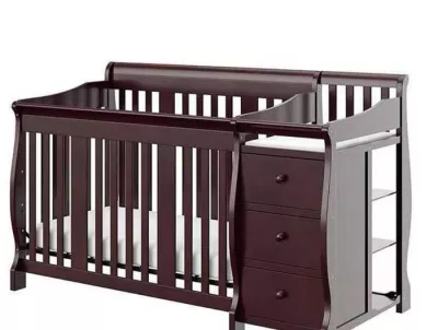 4-in-1 Convertible Baby Crib & Changer, Crib Changer With Drawers, Adjustable Mattress Height & Toddler Bed Conversion