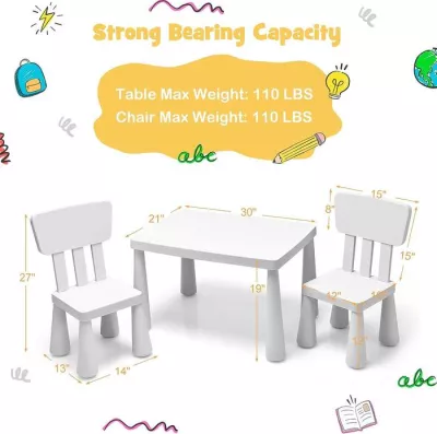 Multifunctional Kids Table and Chair Set, Suitable Height Kids Furniture With Smooth Surface