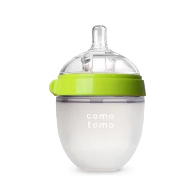 Comotomo Natural Feel Baby Feeding Bottle - Green & White,150 ml,250ml, 1pc & 2pc