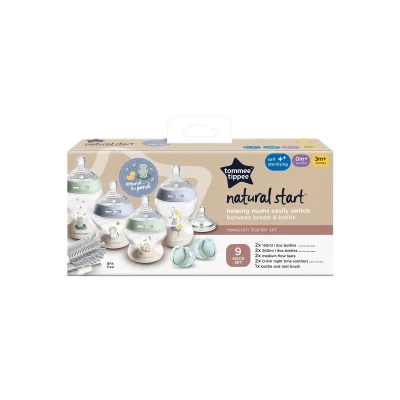 Tommee Tippee Natural Start Newborn Starter Set, 150ml and 260ml Anti-Colic Baby Bottles,Teat, and Bottle Brush