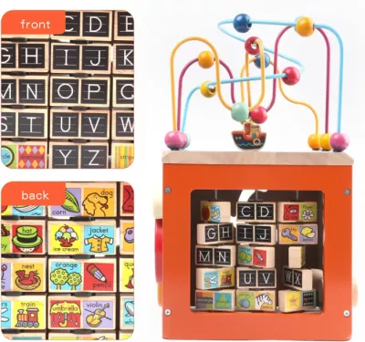 Montessori Wooden Activity Cube Bead Maze Toy