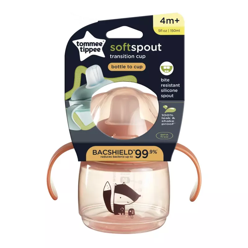 Tommee Tippee SoftSpout Transition Cup, Trainer Sippy Cup with Silicon Spout, 150ml, 4m+