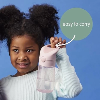 B.Box Junior Drink Bottle – Blush | 380ml Kids Water Bottle with Flip Top Straw | Leakproof, Easy Grip, BPA-Free Toddler Bottle