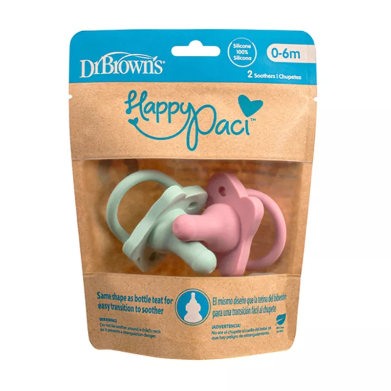 Dr. Brown’s® HappyPaci™ 100% Silicone Pacifier (2-Pack) | BPA-Free, 0-6 Months