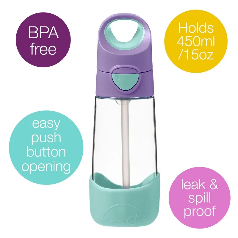 B.Box Tritan Kids Water Bottle 450ml | Leakproof, Easy Grip, Durable Straw Drink Bottle for School & Everyday Use