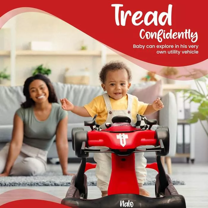 4-in-1 Foldable Baby Walker, Toddler push walker with wheels, Music & Adjustable Height for toddlers 6-18 months