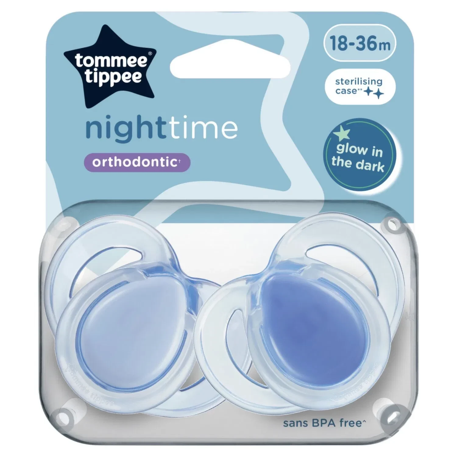 Tommee Tippee Night Time Pacifier, 2 pack soother for babies