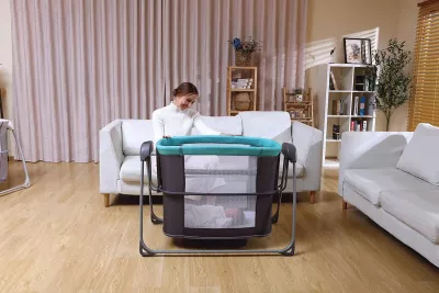 Mastela Deluxe 4-in-1 Baby Bassinet, Cradle Swing & Sleeper with Mosquito Net – 5 Swing Speeds, Timer, USB/Battery Powered – Newborn to 36 Months