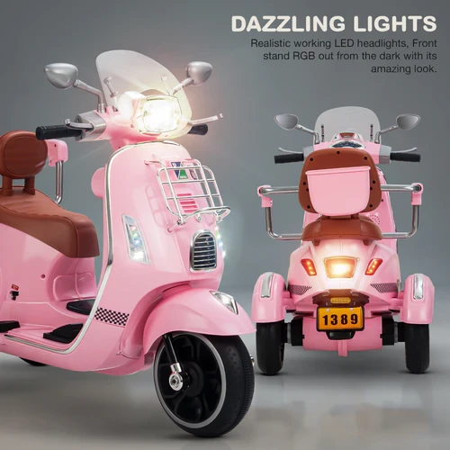 Three Wheel New Children Electric Ride on Car Motorcycle, With Built-in Music, LED Lights, Bluetooth, and USB Connectivity, Suitable For Age 1-5