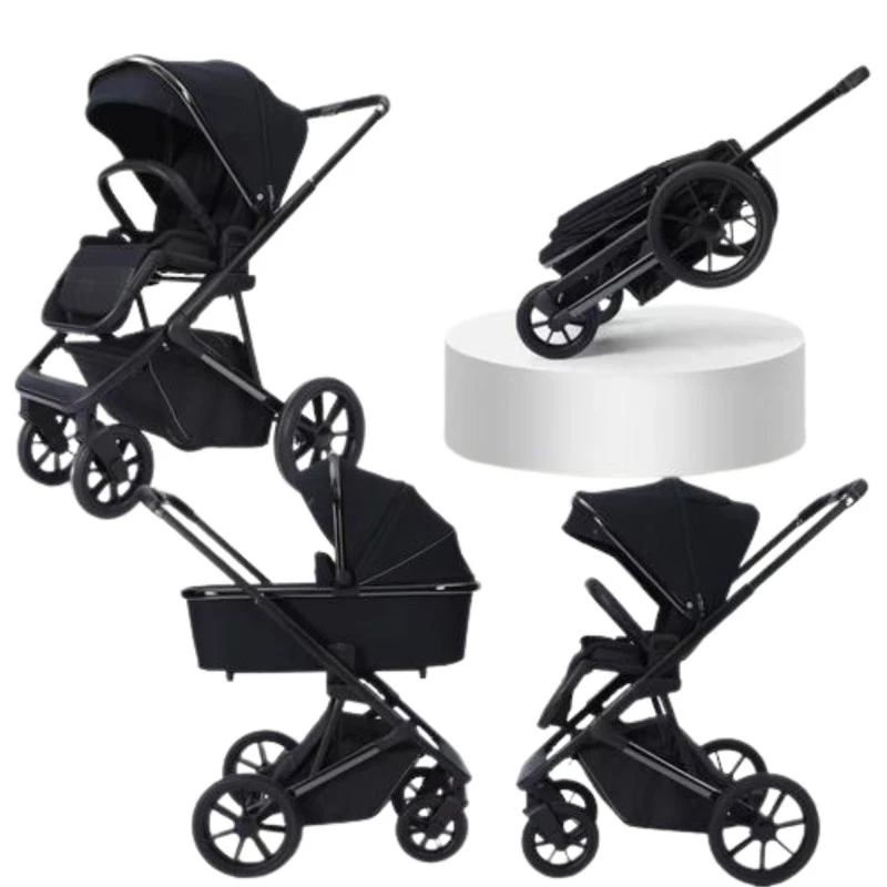 2 in 1 Foldable Burbay E80 Stroller & Bassinet, Travel System with Pushchair, Bassinet, Stroller, Storage Basket, and a Handbag, 0-36 Months
