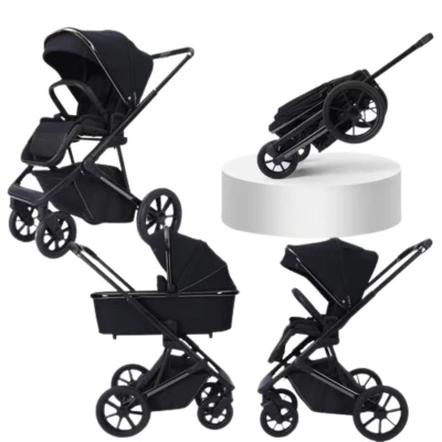 2 in 1 Foldable Burbay E80 Stroller & Bassinet, Travel System with Pushchair, Bassinet, Stroller, Storage Basket, and a Handbag, 0-36 Months