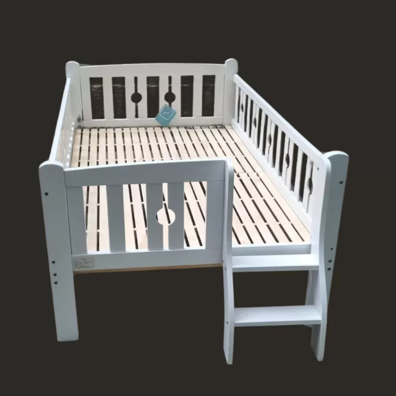 Wamaile Wooden Toddler Bed With Safe Double Bed Frame & Staircase Rail