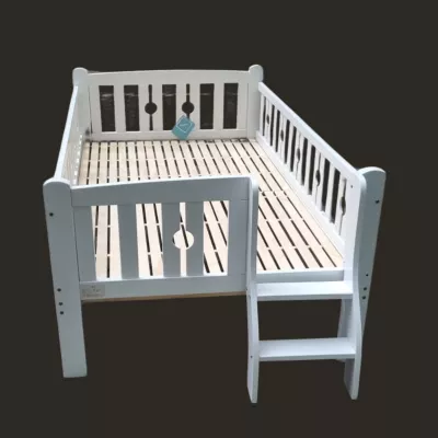 Wamaile Wooden Toddler Bed With Safe Double Bed Frame & Staircase Rail