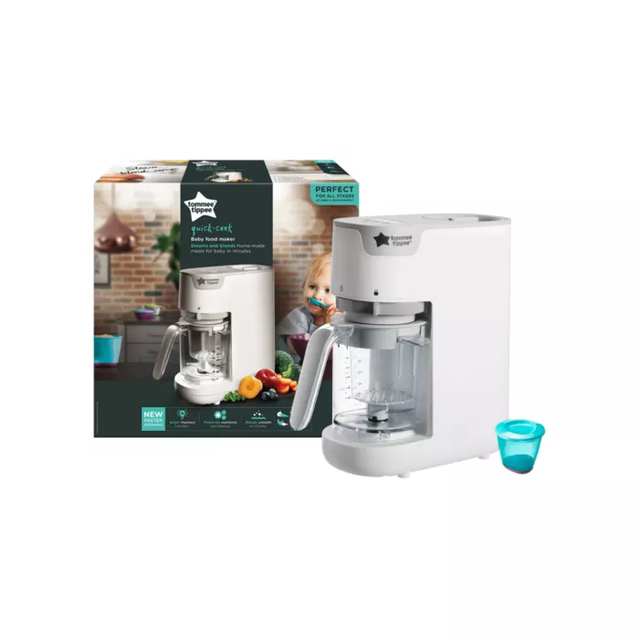 Tommee Tippee Quick Cook Baby Food Steamer Blender, all stages of weaning, 200g max capacity,  White