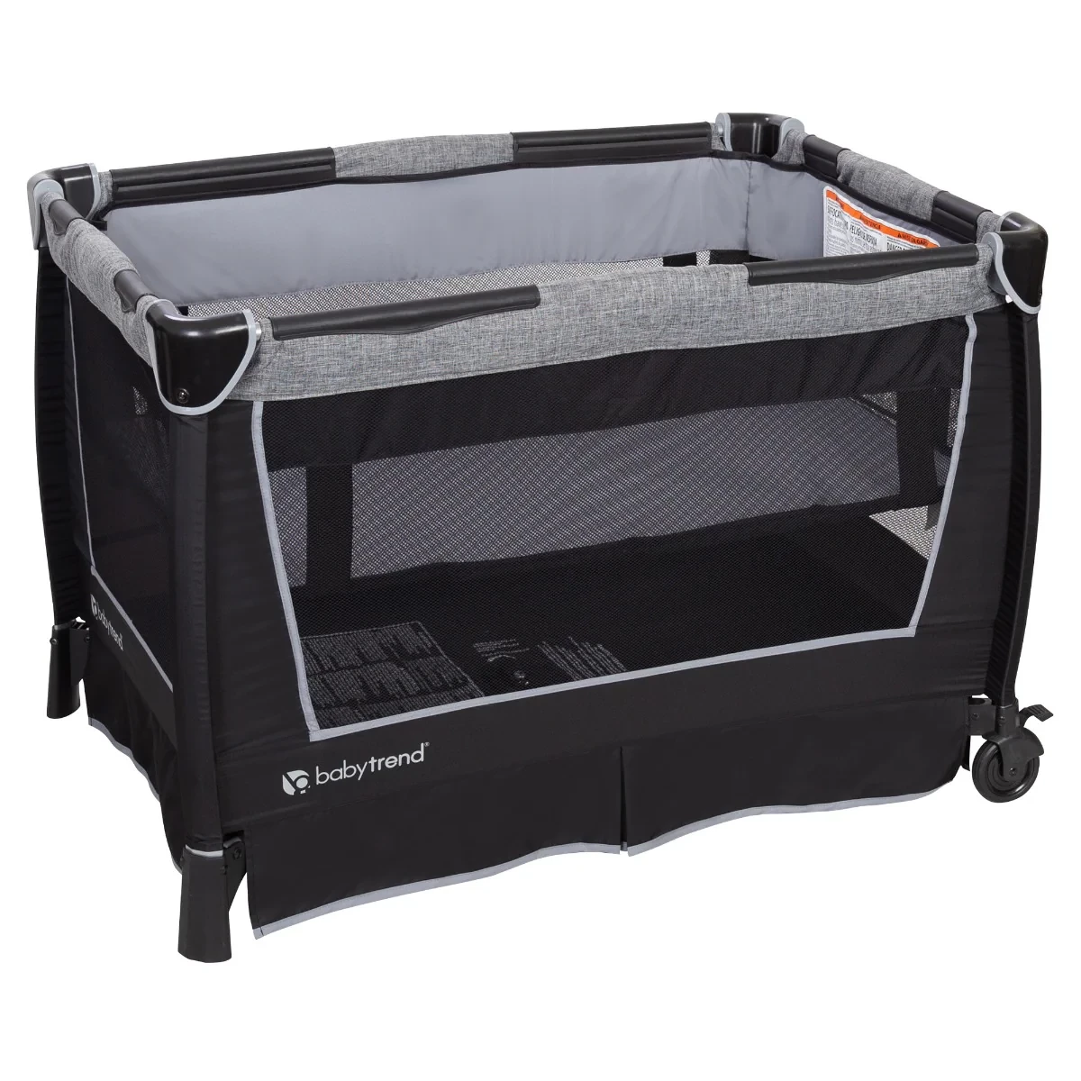 4-in-1 Convertible Twins Baby Playpen with Bassinet, Changing Table & Traveling Tote Bag, Portable Playard with Canopy, Wheel & Storage Organizer